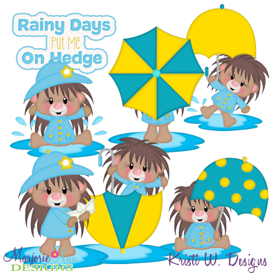 Rainy Day Hedgehogs SVG Cutting Files Includes Clipart - Click Image to Close